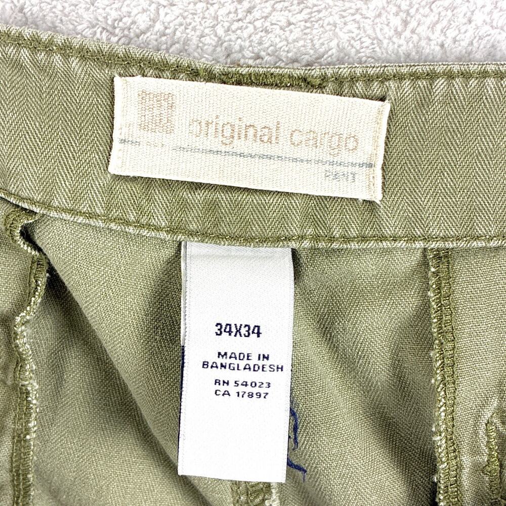 VTG Gap Cargo Pant Men 34x34 Olive Drab Military Baggy M65 Paratrooper Baggy Y2K - Picture 12 of 13